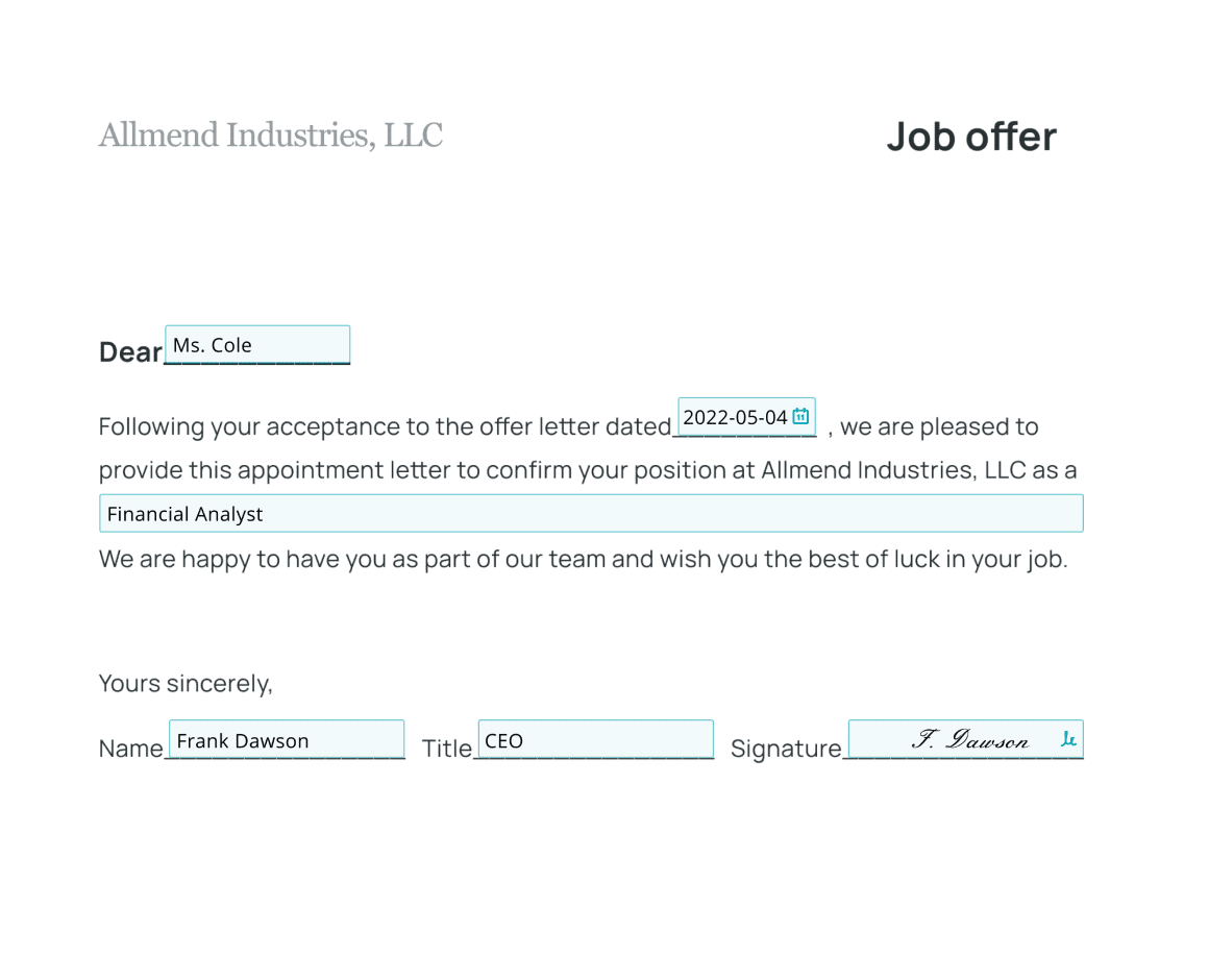 Offer letter