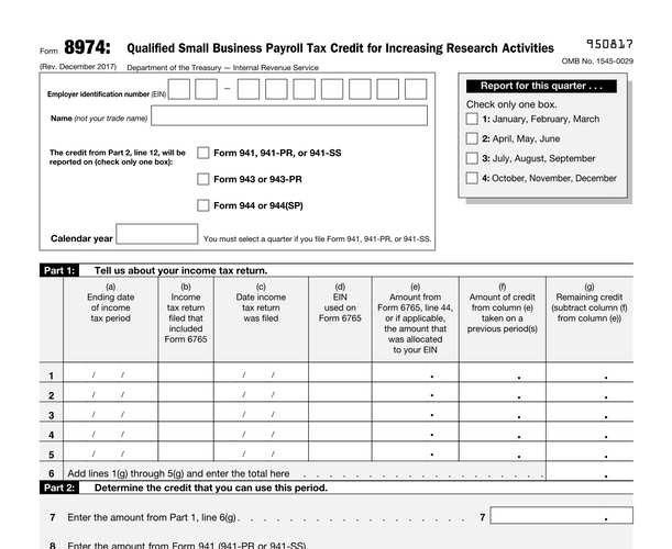 Document: Form 8974 (Qualified Small Business Payroll Tax Credit for Increasing Research Activities)